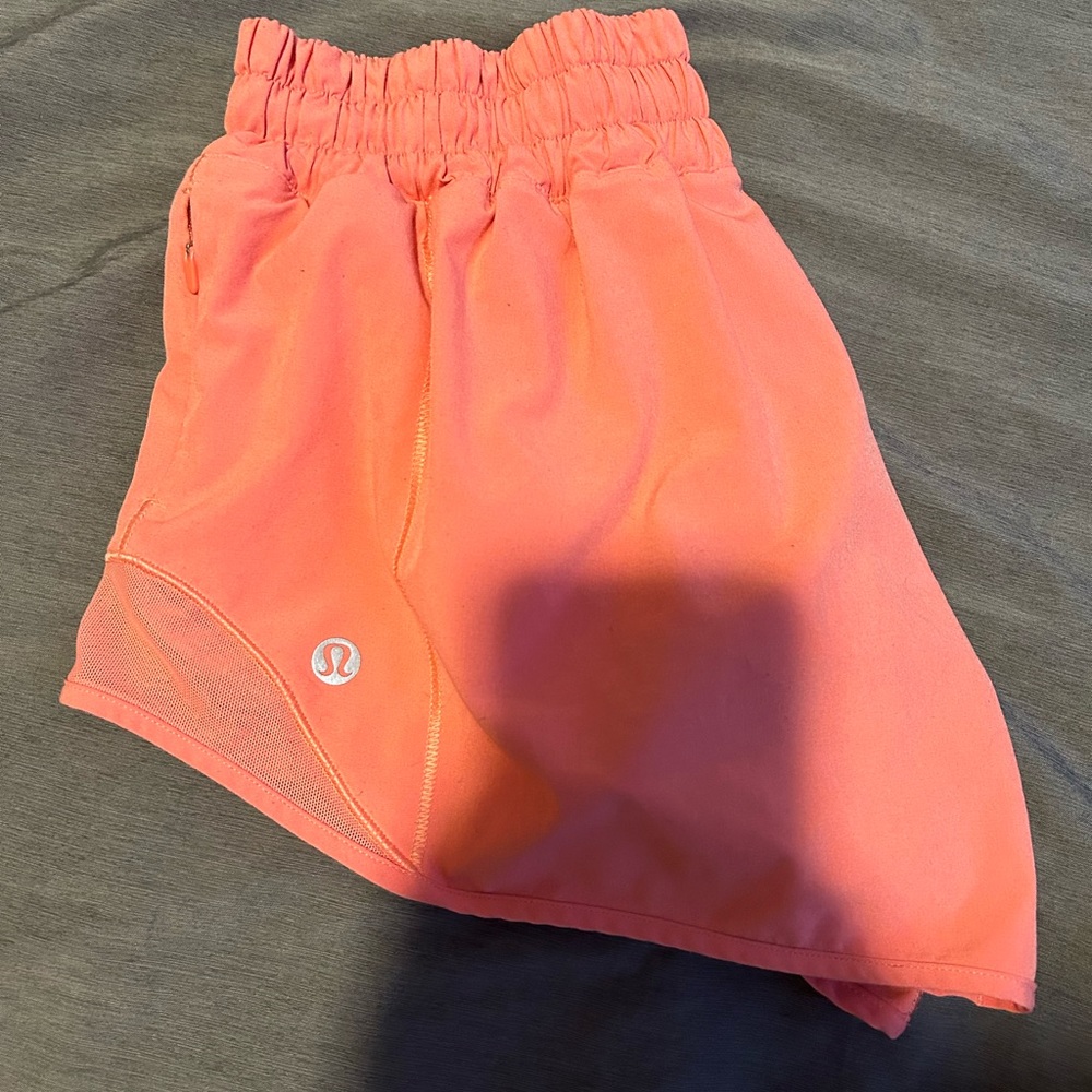 Coral lululemon hotty hot shorts, size 4, like new.